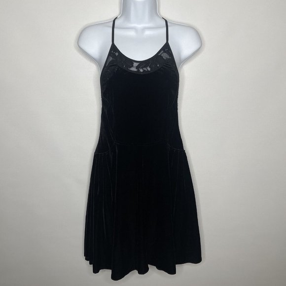 Free People Dresses & Skirts - Free People Intimately Nightshade Black Velvet Lace High Low Mini Dress